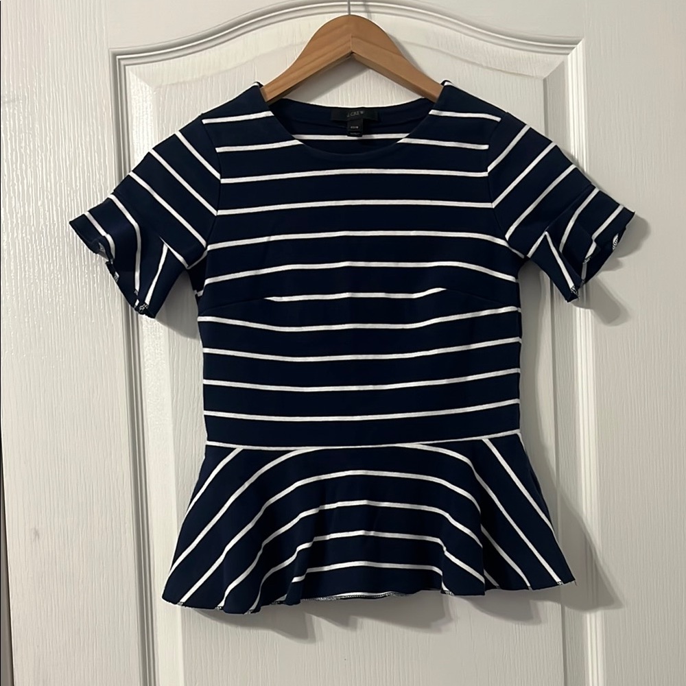 Navy Striped Peplum Top